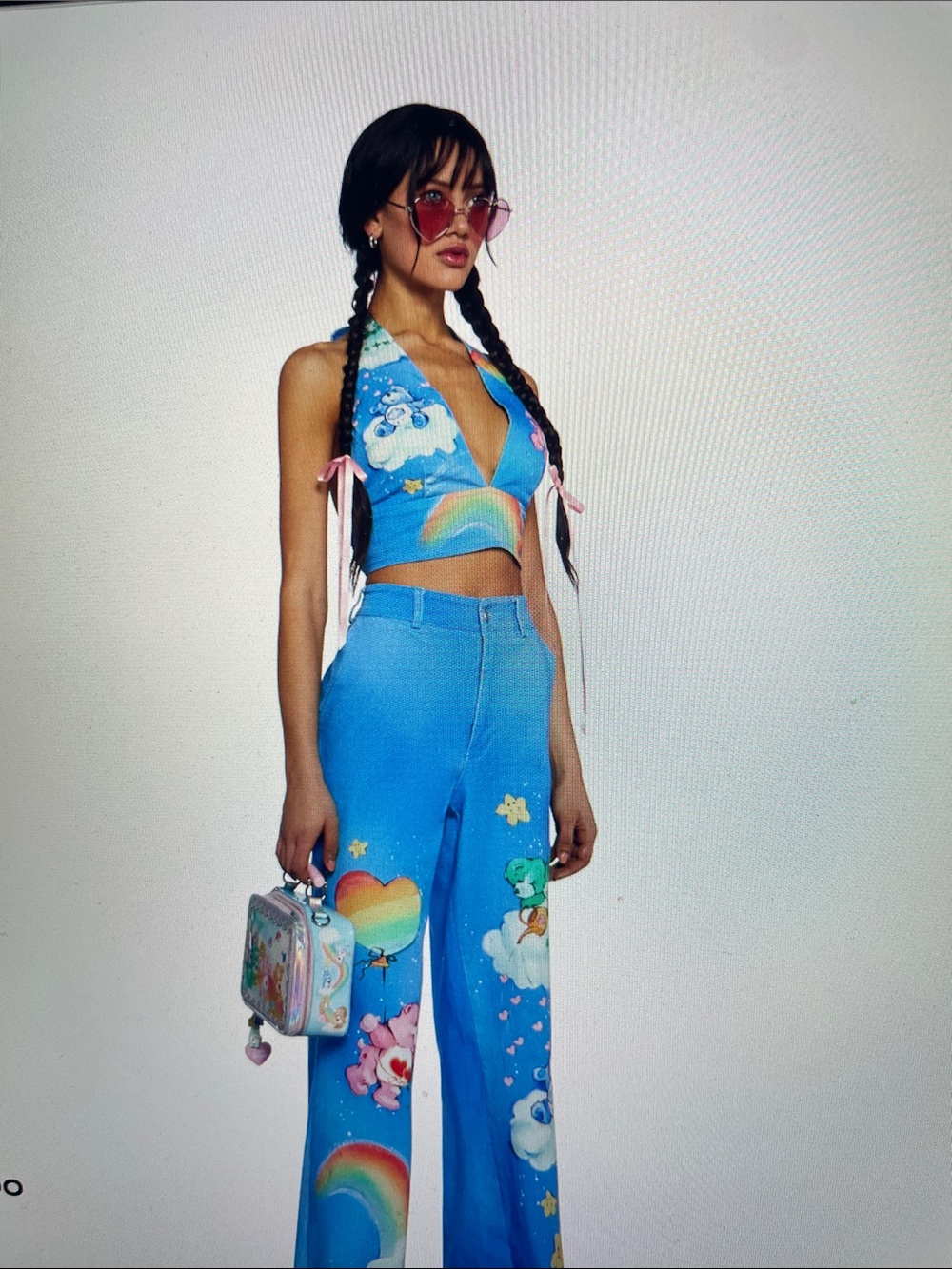 Dolls Kill x Care Bears Women’s Y2K Denim Rainbow Love Bears All Halter Top-  M - Picture 7 of 10